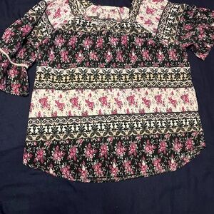 Floral Black and Pink Women's Top